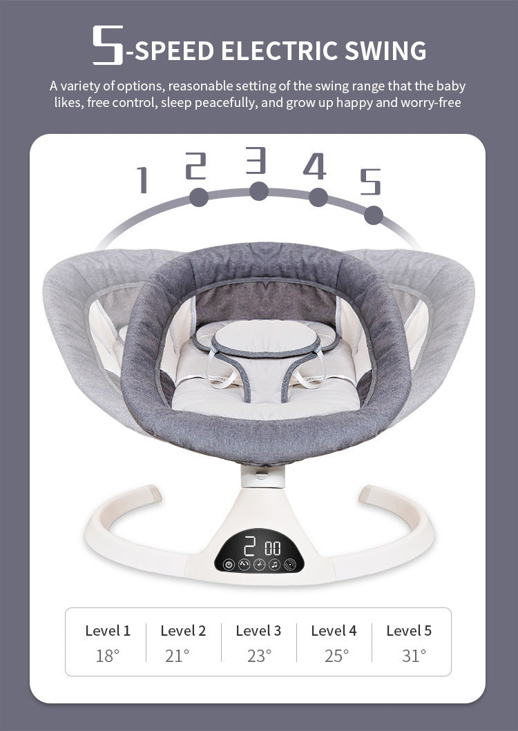 Tilt Adjustable Lying Bed Children Smart Electric Bluetooth Crib USB Play Music